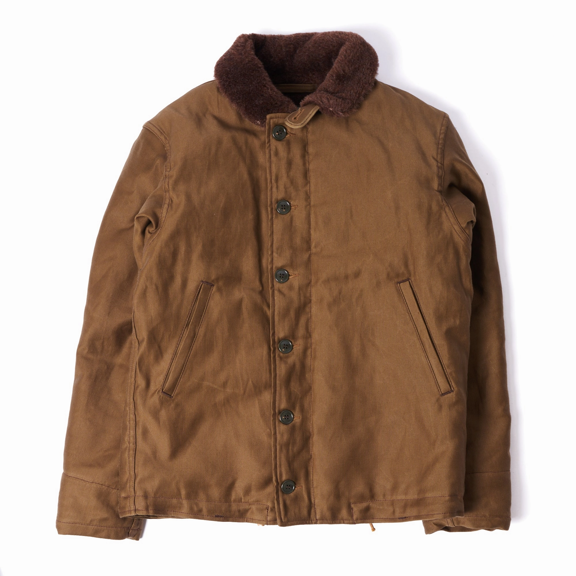 Freewheelers & Co 1940s Type N-1 Deck Jacket - Dark Khaki/Beige Crisp Weather Fit