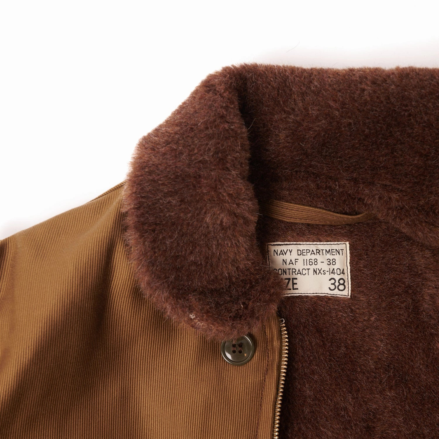 HypoallergenicMaterial Soft Lined Interior Freewheelers & Co 1940s Type N-1 Deck Jacket - Dark Khaki/Beige