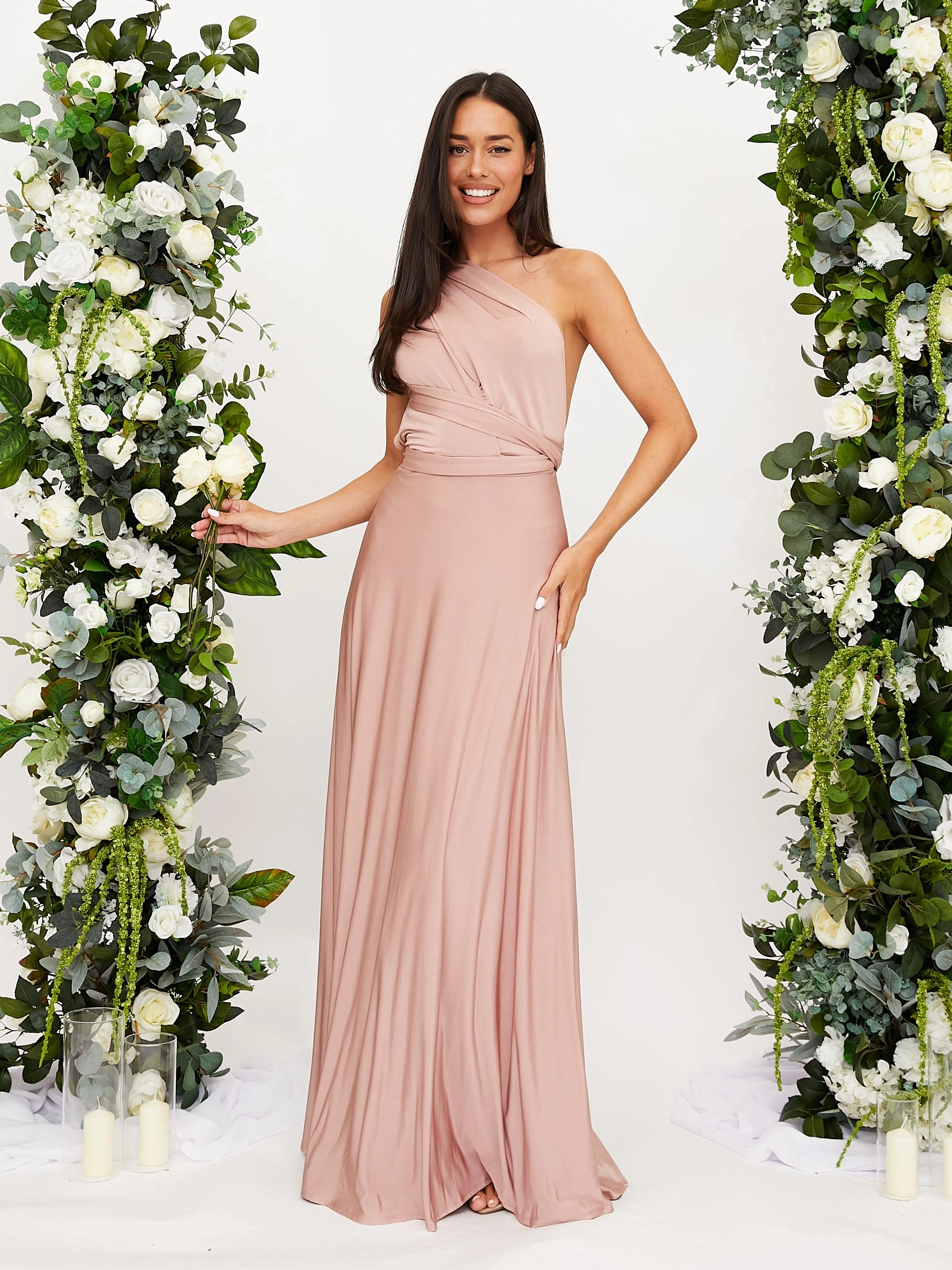 Modern-style Multi-way Slinky Maxi Dress / Blush