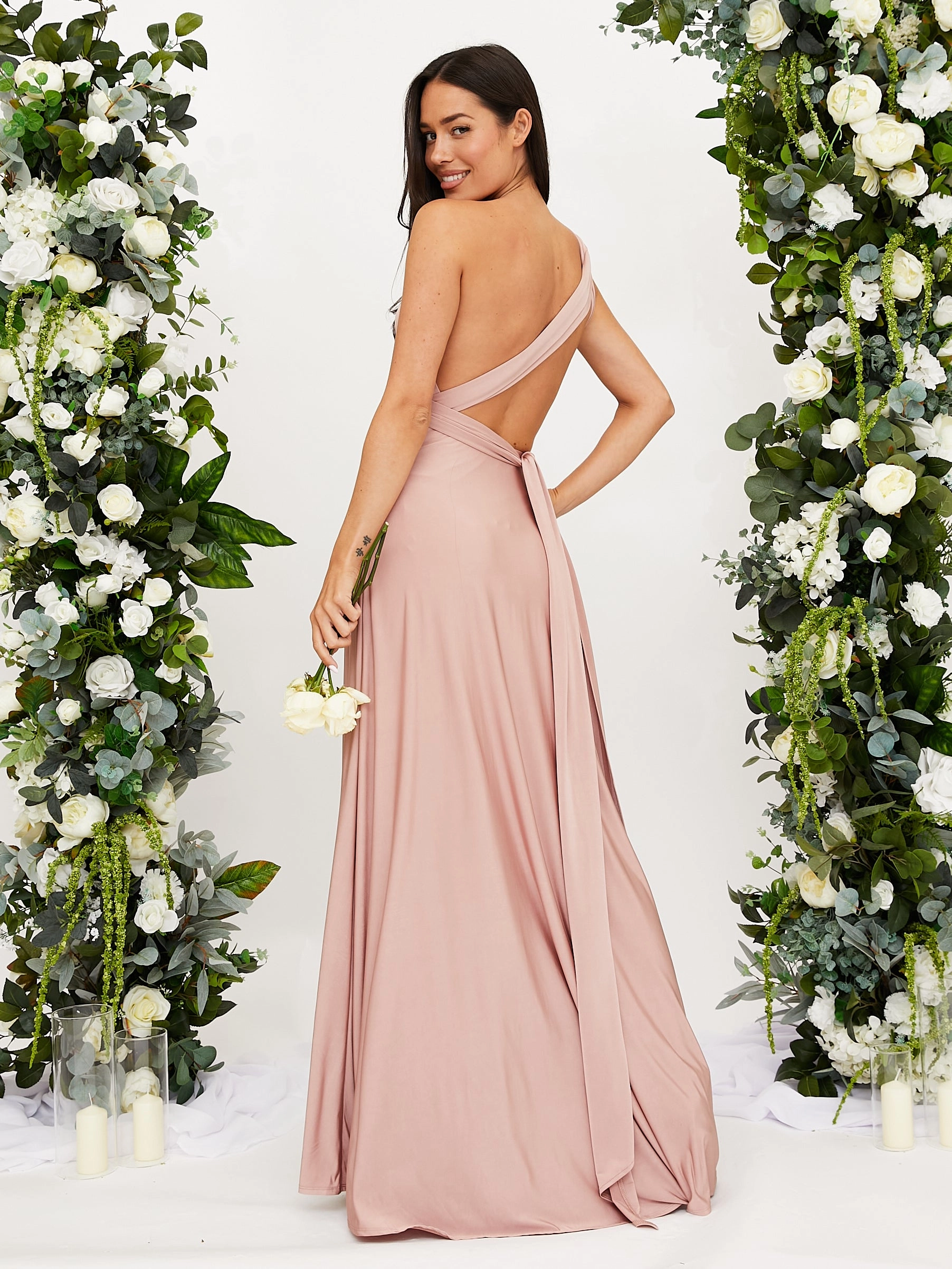 Wrinkle-Resistant Multi-way Slinky Maxi Dress / Blush