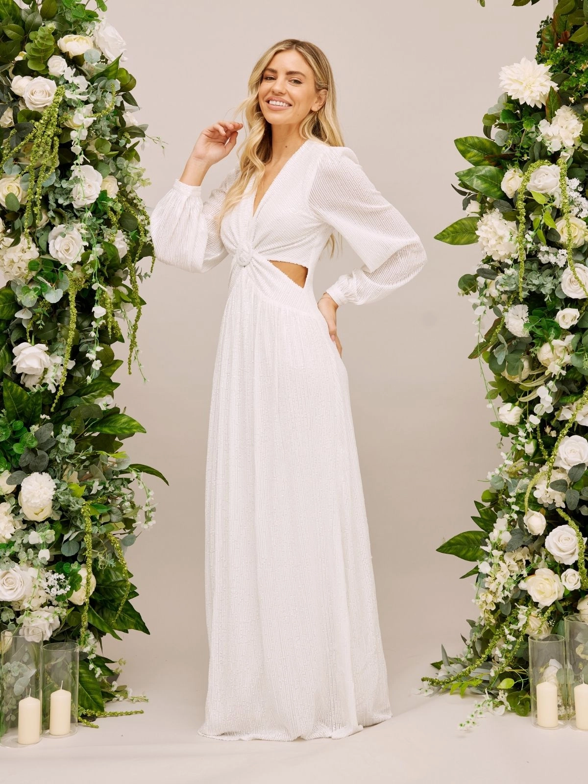 Sequin Cut Out Maxi Bridal Dress / White Seasonal piece Peace Glow