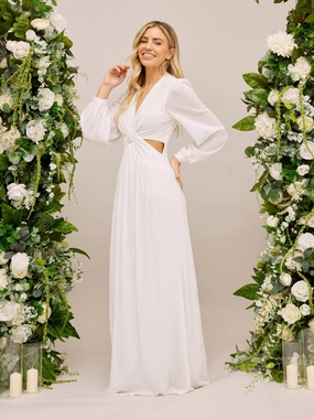Sequin Cut Out Maxi Bridal Dress / White Seasonal piece Peace Glow