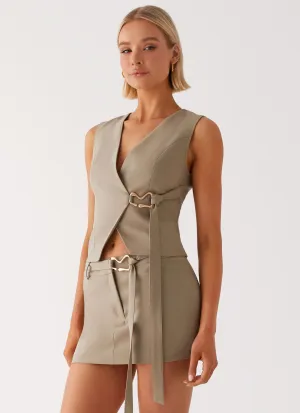 Mira Vest Top - Khaki Sporty Blouse