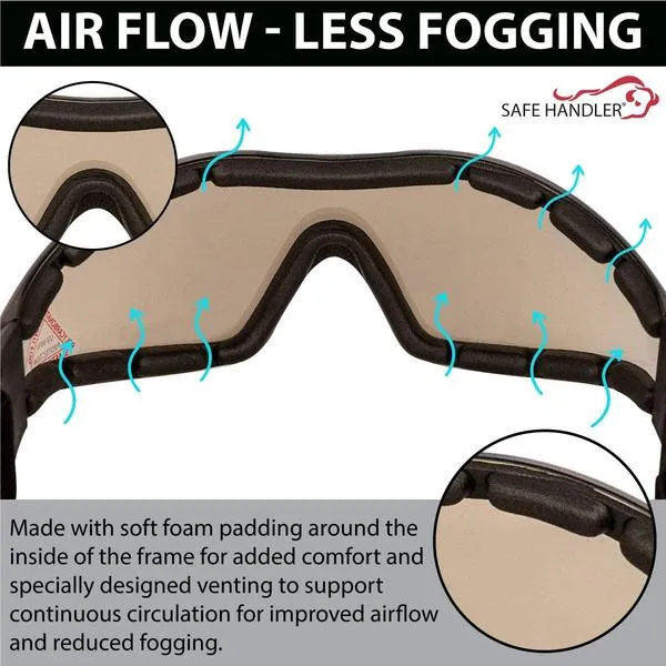 Mirage Safety Glasses with Adjustable Elastic Band, Anti Scratch-Fog Lens