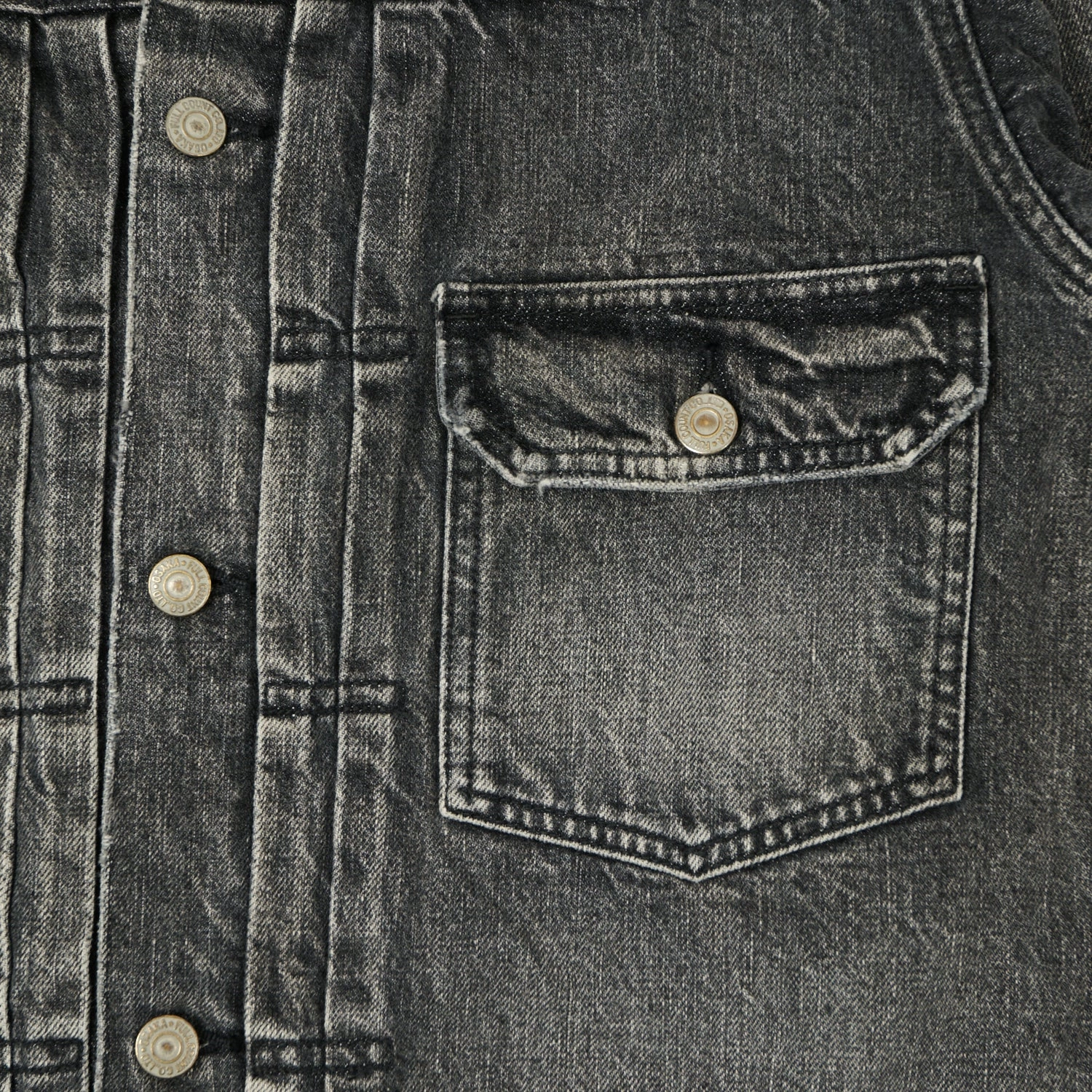 Full Count 2102 13.7oz Type II Denim Jacket - Black 'Dartford' Wash Waterproof Stitch Details