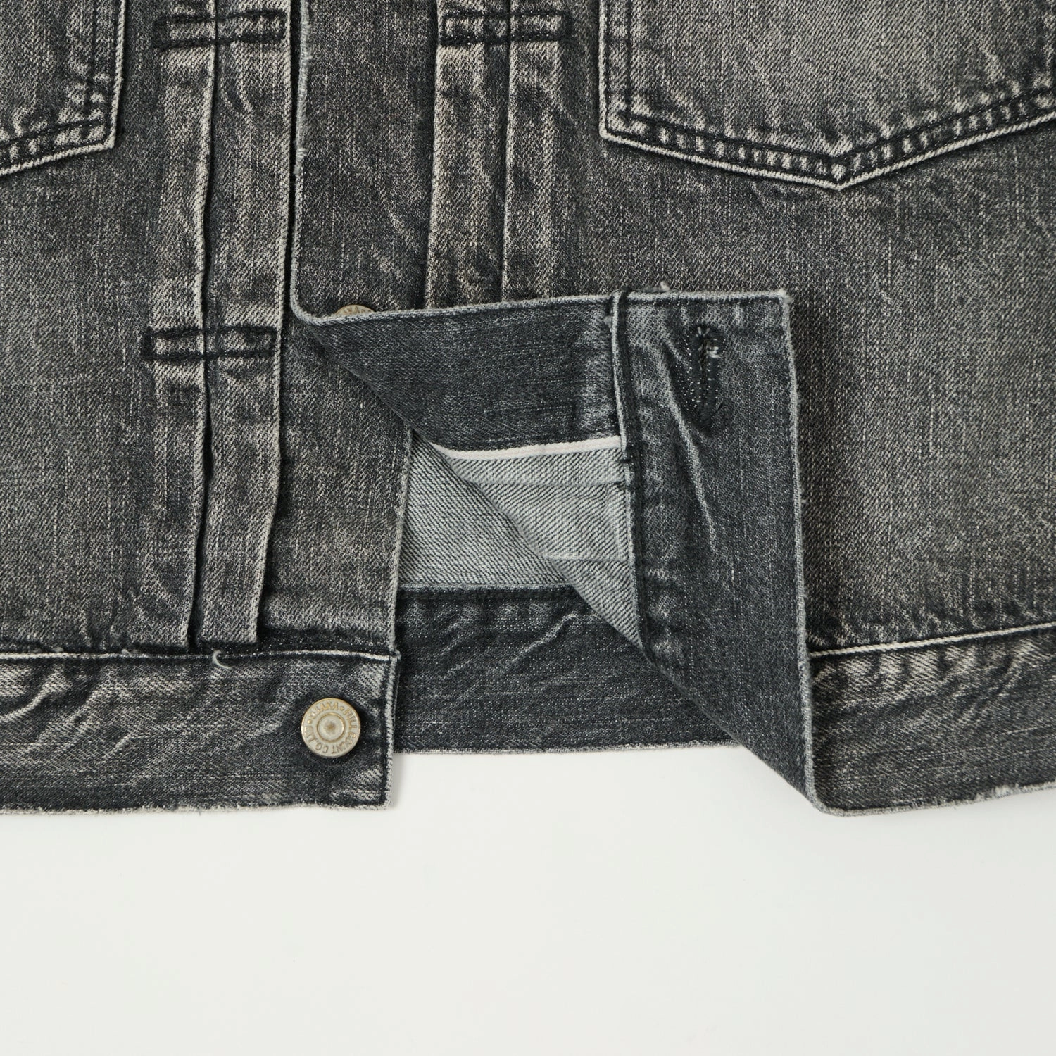 Full Count 2102 13.7oz Type II Denim Jacket - Black 'Dartford' Wash Heavy Duty Buckle Light Outdoor Layer