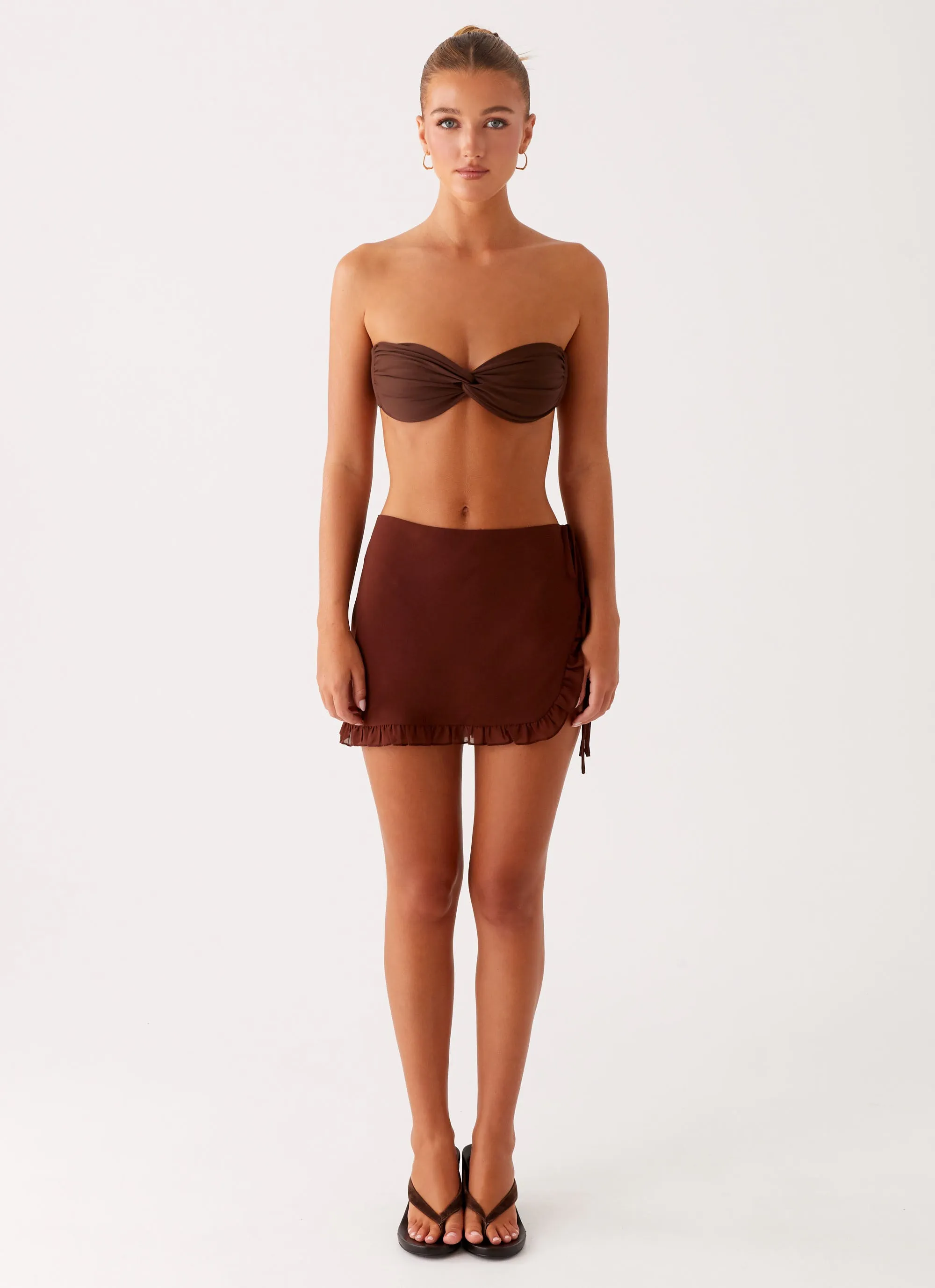 Iggy Mini Skirt - Chocolate Unique Feature Light Wear