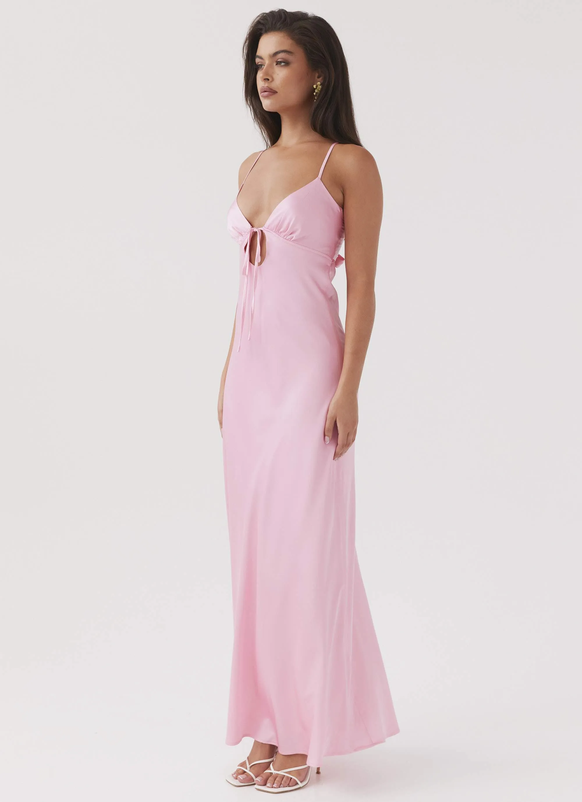 Flora Satin Maxi Dress - Candy Reinforced Elasticity Eco friendly materials