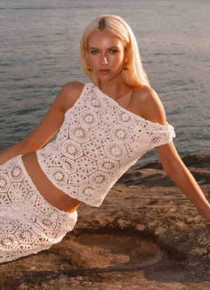 ZeroWasteProduction AllSeason Wearability Ibiza Crochet Top - Ivory