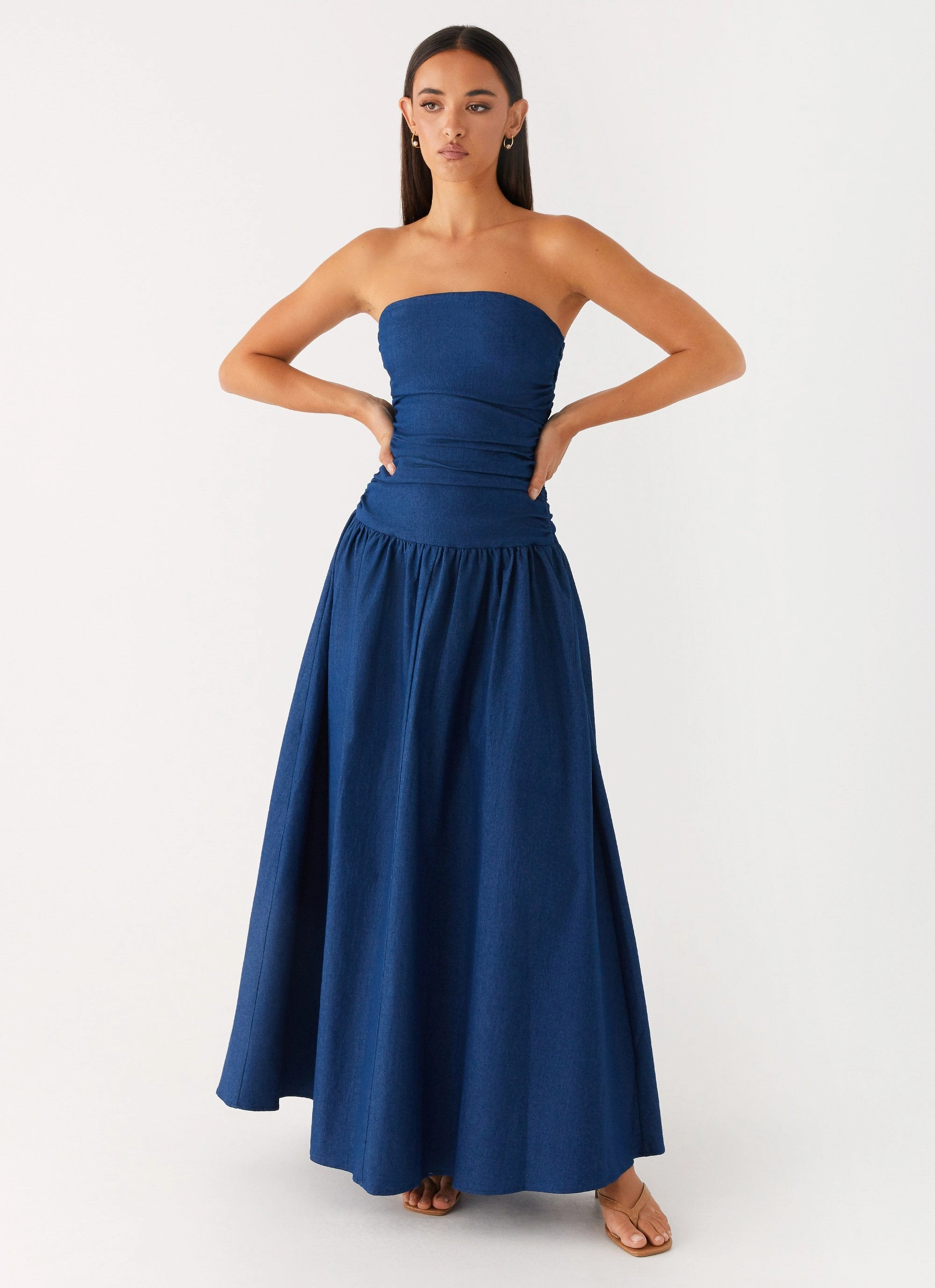 Carmel Denim Maxi Dress - Indigo Fashion Layers