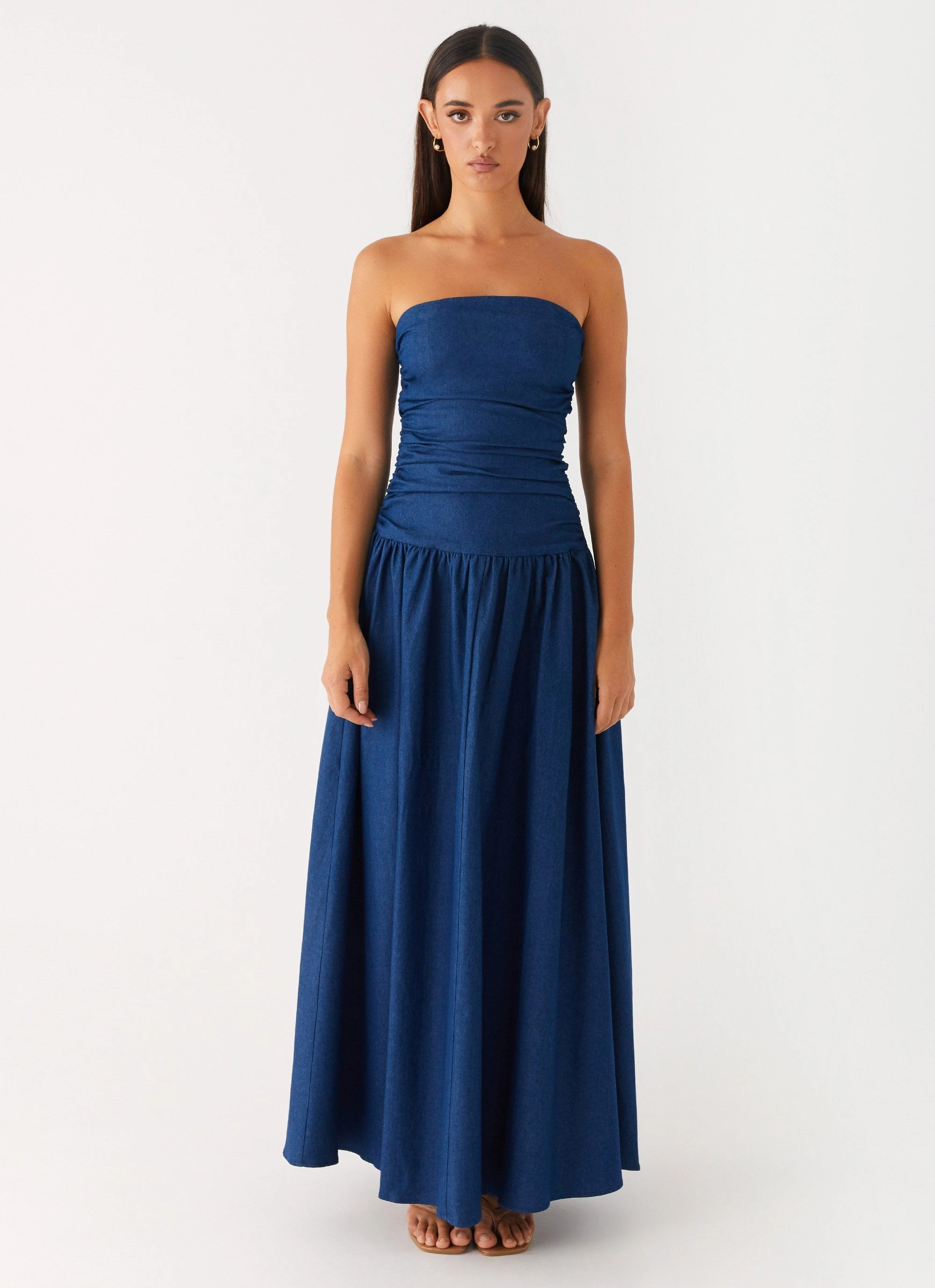 Carmel Denim Maxi Dress - Indigo Night Style