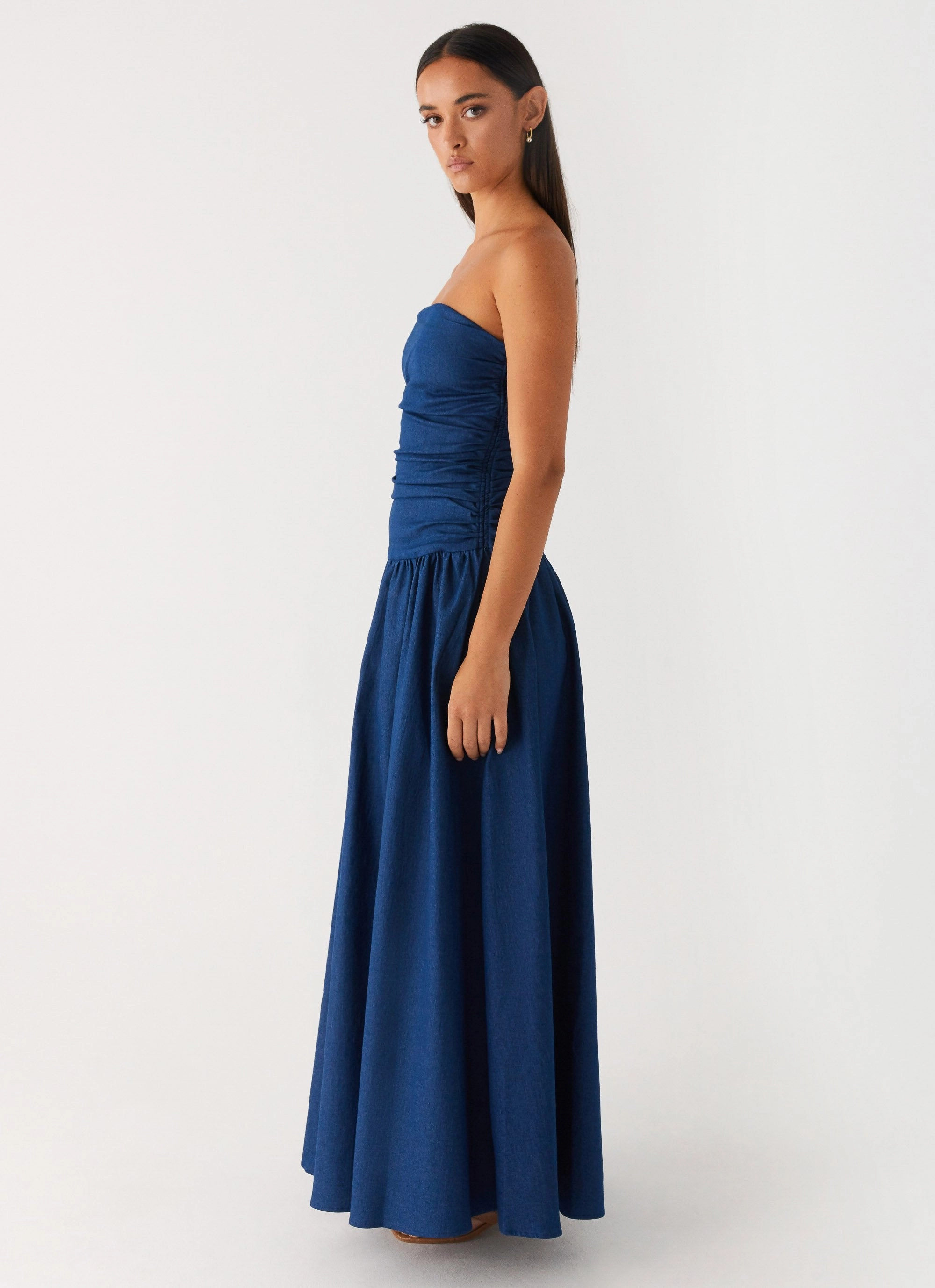 Carmel Denim Maxi Dress - Indigo Chic Waistband Design