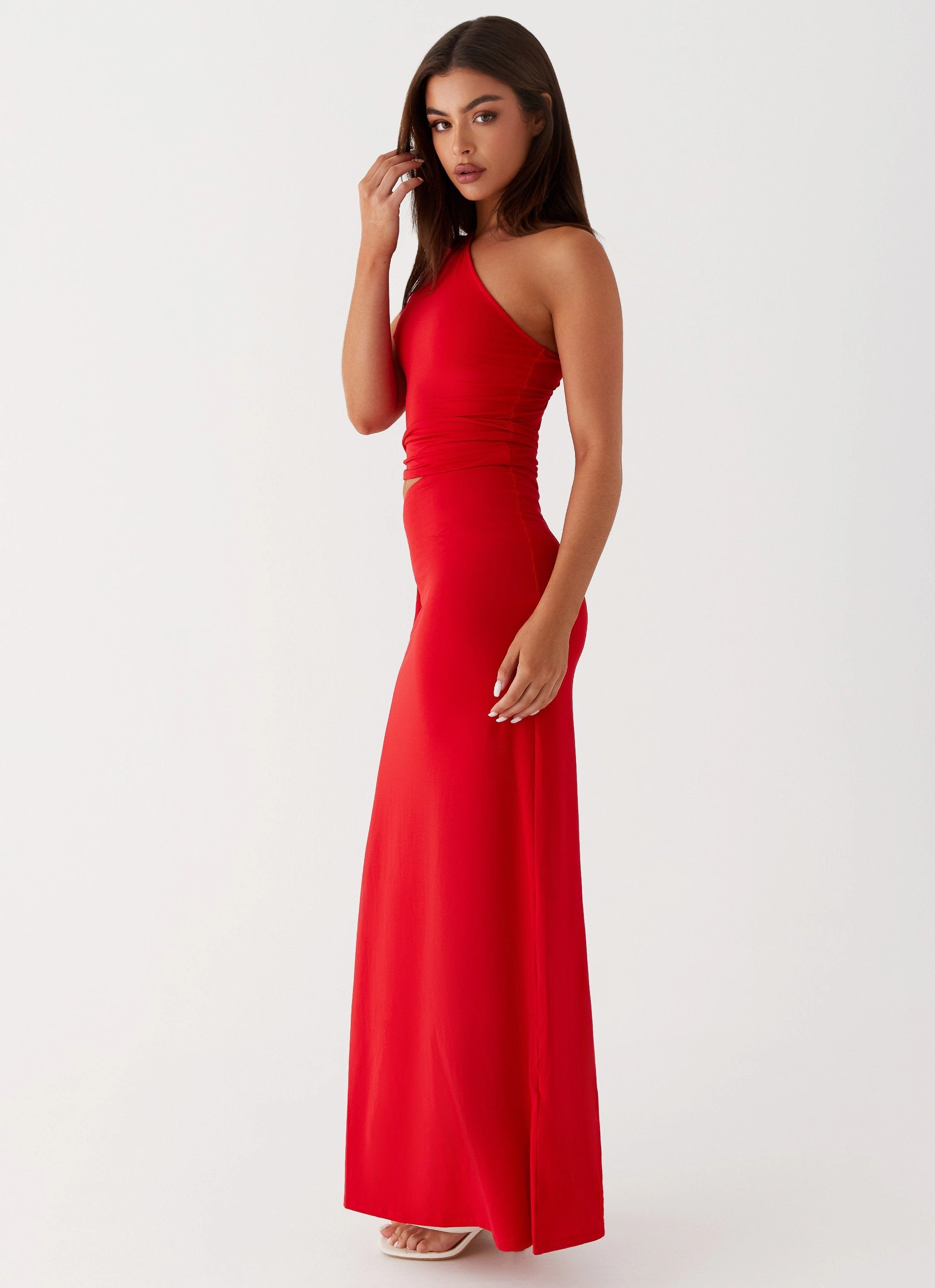 Elegant Detail Semi Formal Love Me Tie Maxi Dress - Red