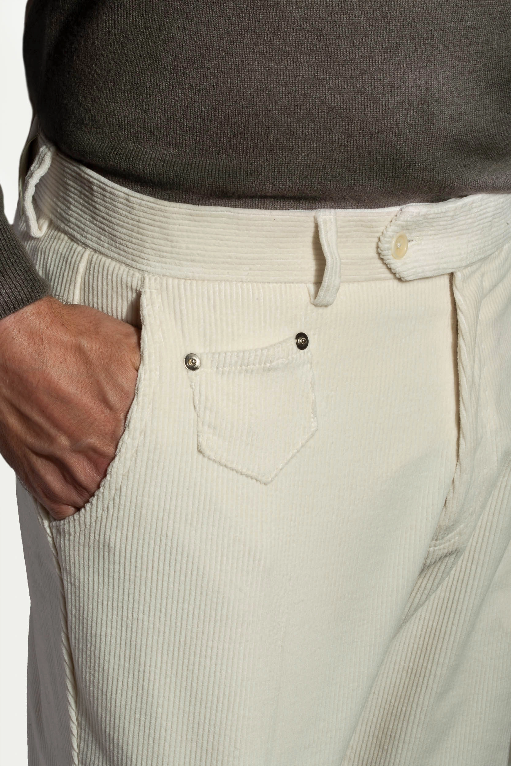 Off-white corduroy Sirmione trousers - Made in Italy Body Ready