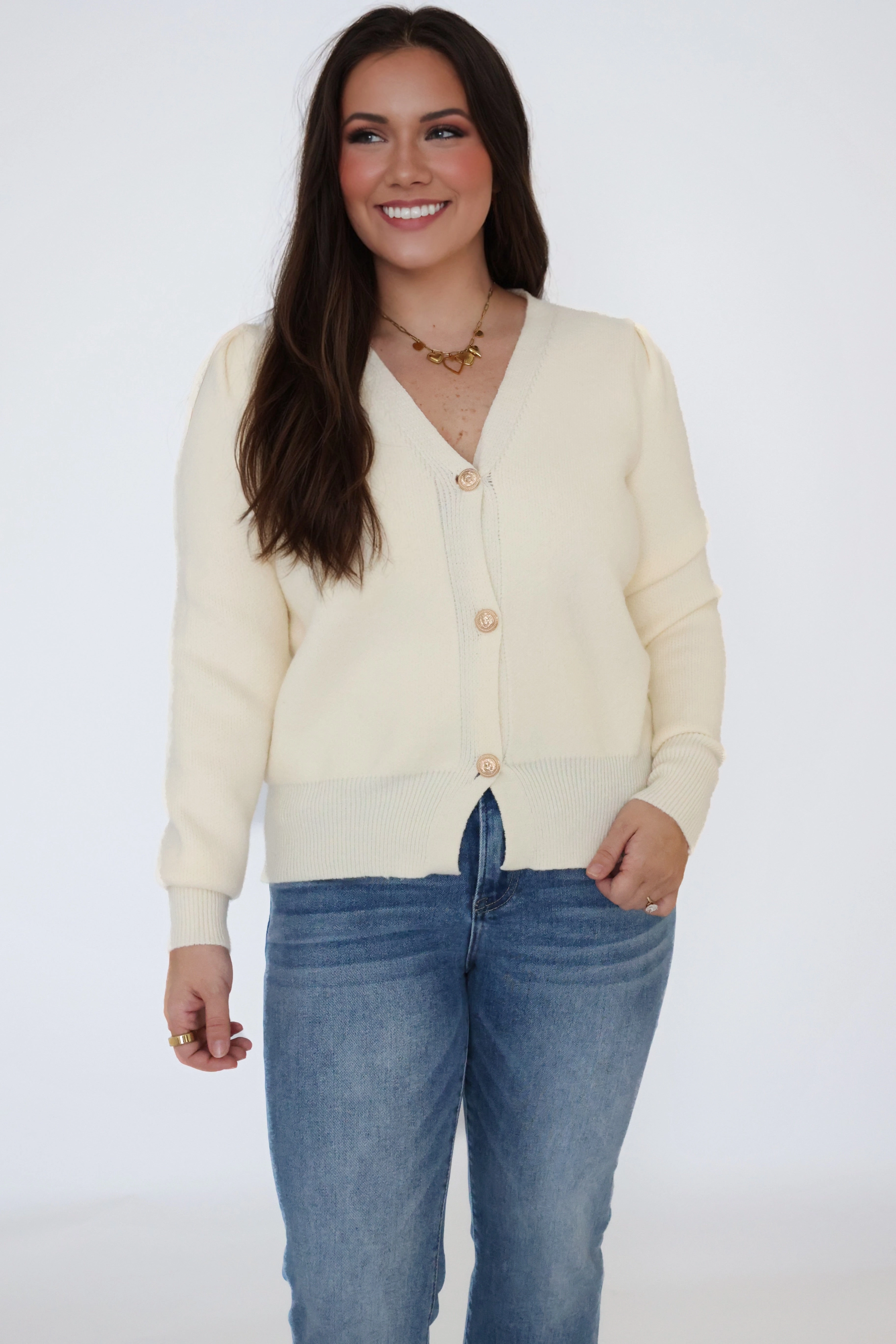 Lightweight Knit Candace Cardigan-Cream(FINAL SALE)