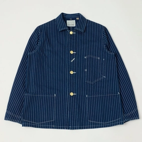 HoodedStyle Eco Friendly Recycled Material Full Count 2015 Early 1900s Wabash Chore Jacket - Indigo
