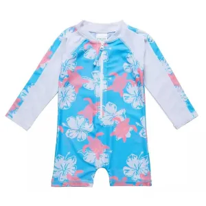 Moki Sea Long Sleeve Sustainable Sunsuit MS7006L - Turtle White