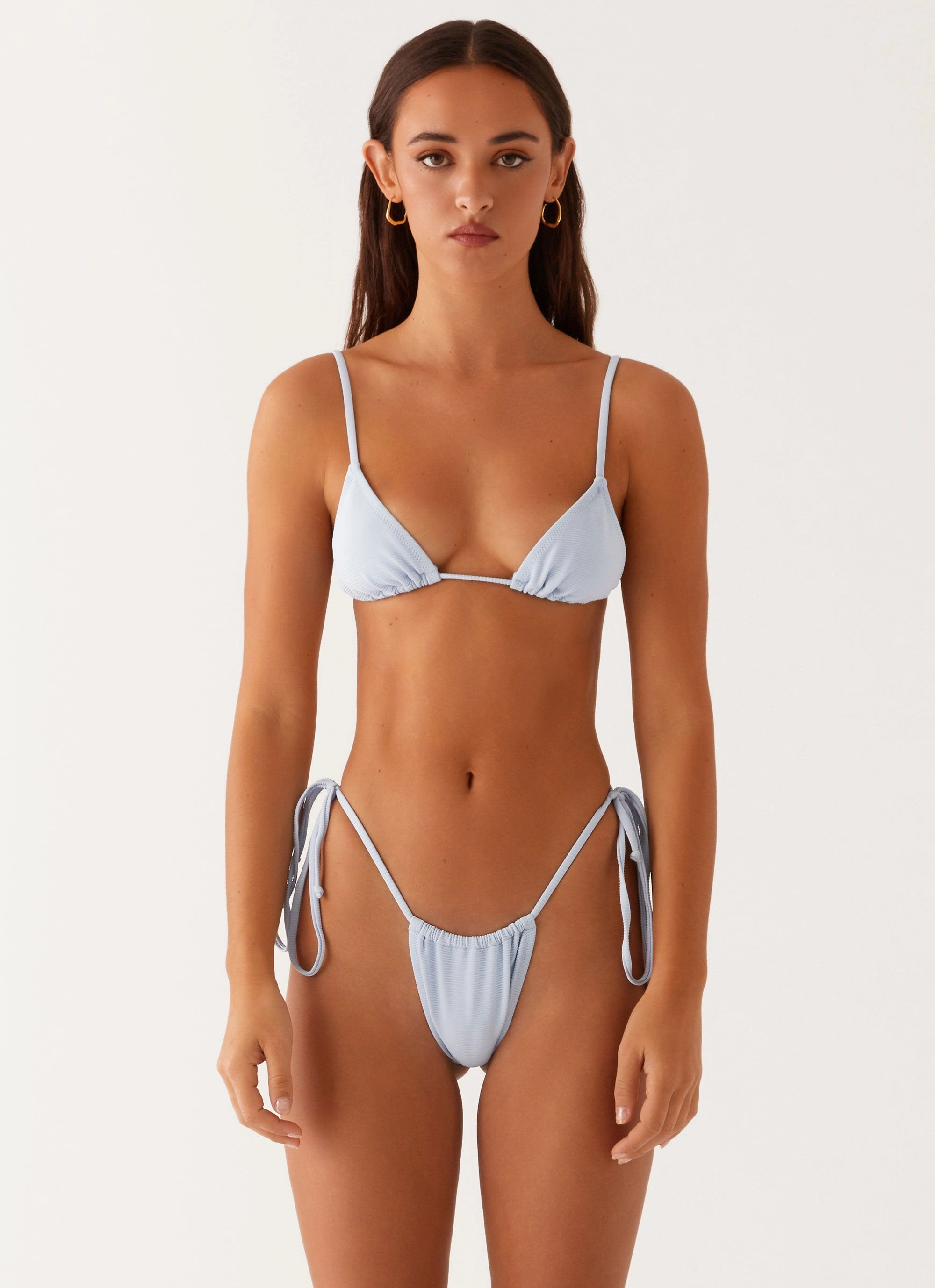 Calista Bikini Bottoms - Blue Moderate Coverage Cut