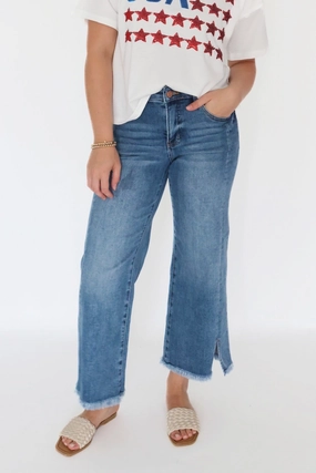 DurableBlend Textured Weave Pattern Molly Mid Rise Jeans