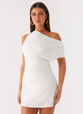 Travel Edge Moonlight Oasis Asymmetrical Mini Dress - Off White
