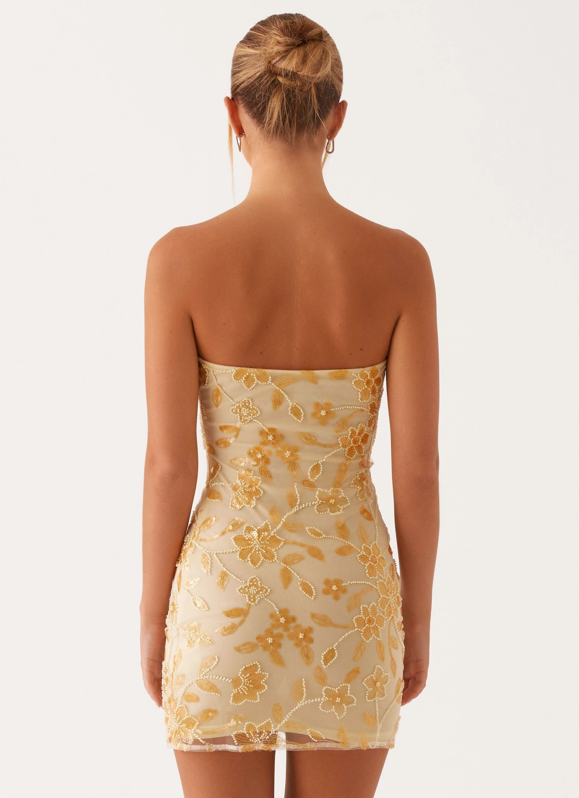Moorey Beaded Mini Dress - Yellow Relaxed Line Bride Friend