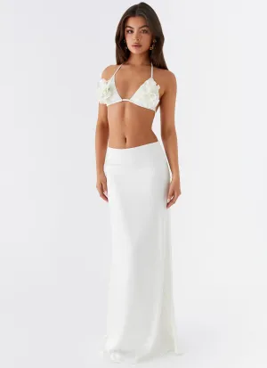 Morgan Low Rise Maxi Skirt - Ivory Elastic hem Formal Event