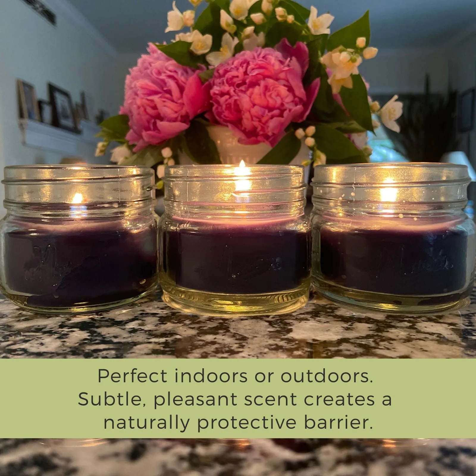 Mosquito Repellent Candle Natural Lavender | 3 Oz. Each, Set of 3 | Soy-Base, Infused with Essential Oils | Made in USA