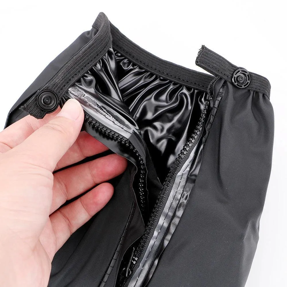 Motorcycle Rain Shoe Covers, Waterproof PVC, Non-Slip Sole, Adjustable Fit, Durable, Black, S-XL Sizes