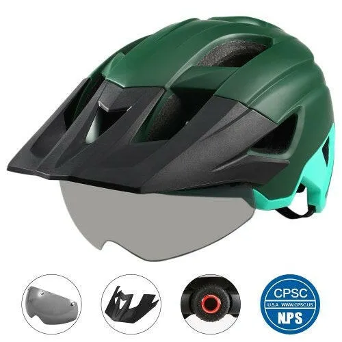 Mountain Bike Helmet with Detachable Visor Detachable Goggles Ultralight Adjustable MTB Cycling Bicycle Helmet Men Women Sports Outdoor Safety Helmet