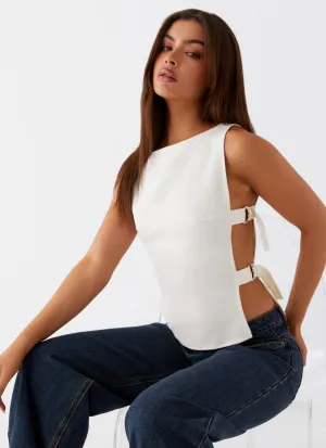 Cherish You Buckle Top - White FoldableFeature Compact Stitching