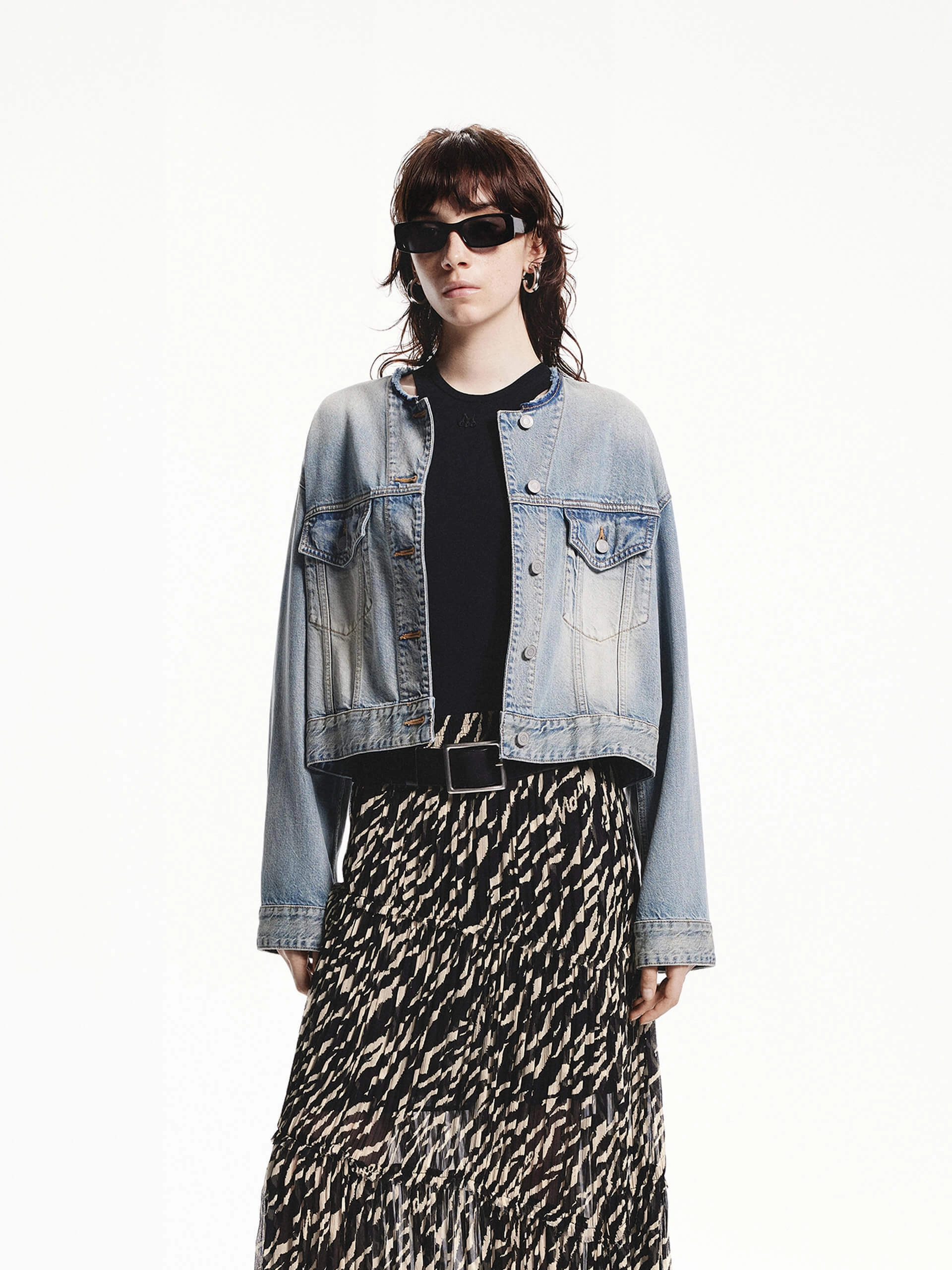 Moisture Wicking Fabric All Seasons Cotton Cropped Denim Jacket