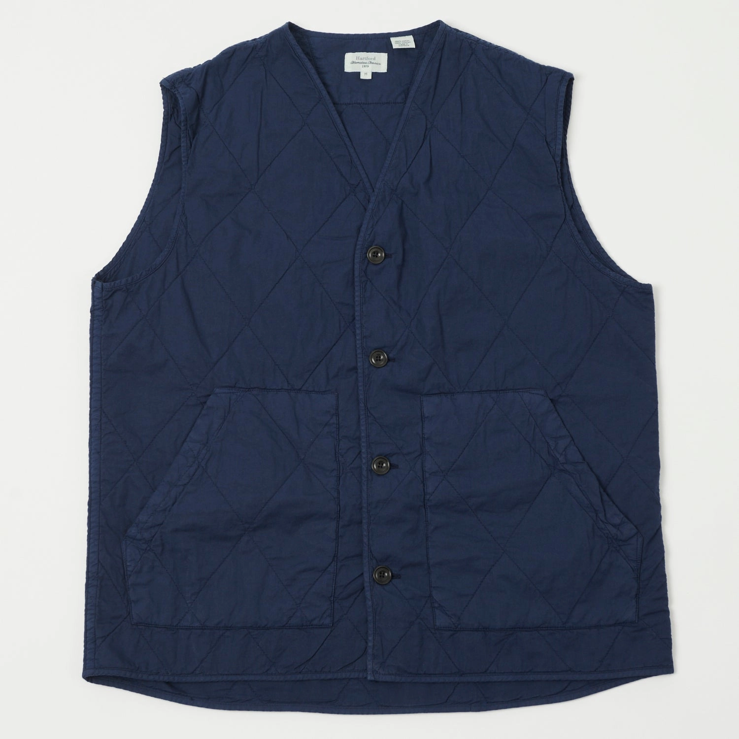 Hartford Quilted Cotton Twill Vest - Deep Blue Rubberized Zippers