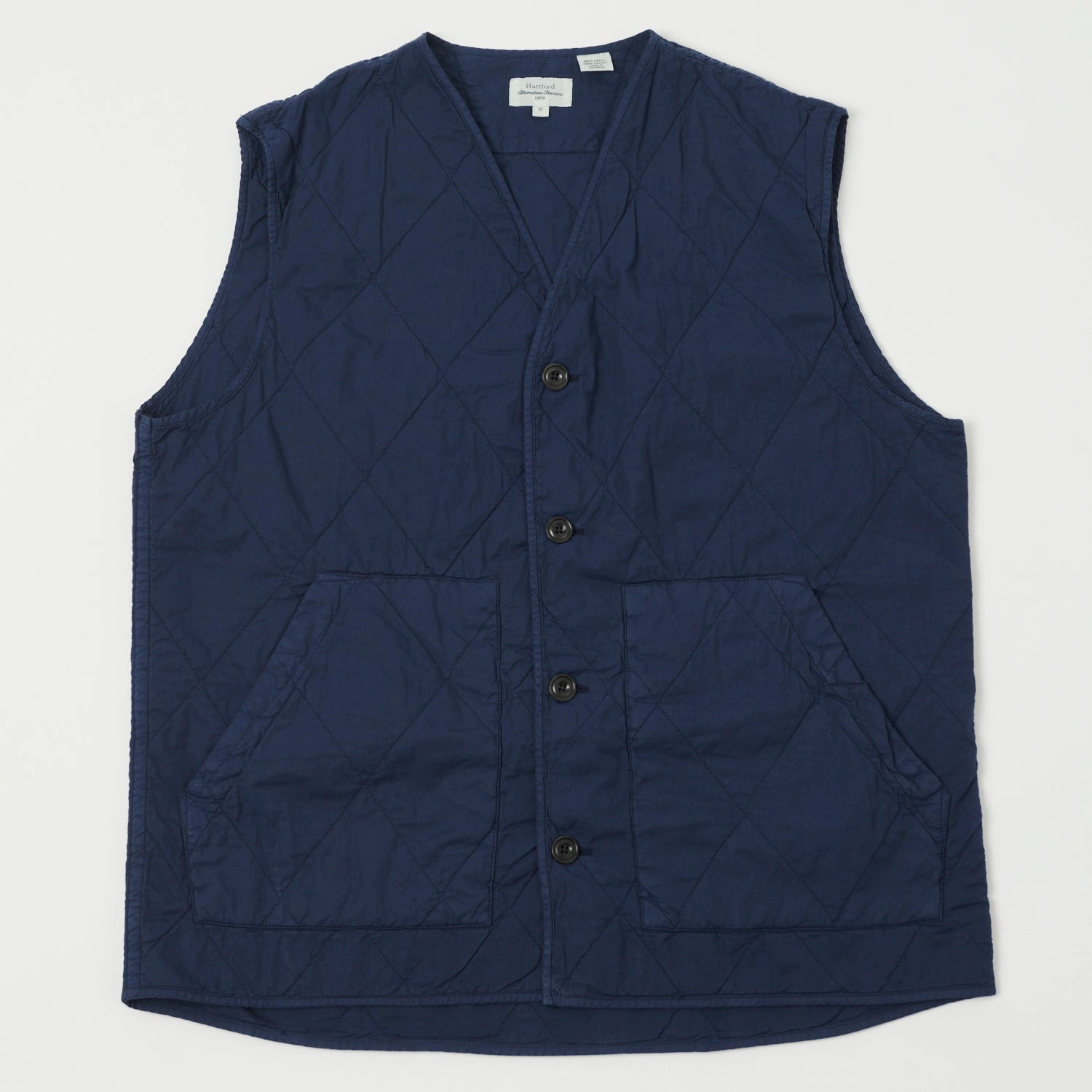 Minimal Detailing Hartford Quilted Cotton Twill Vest - Deep Blue