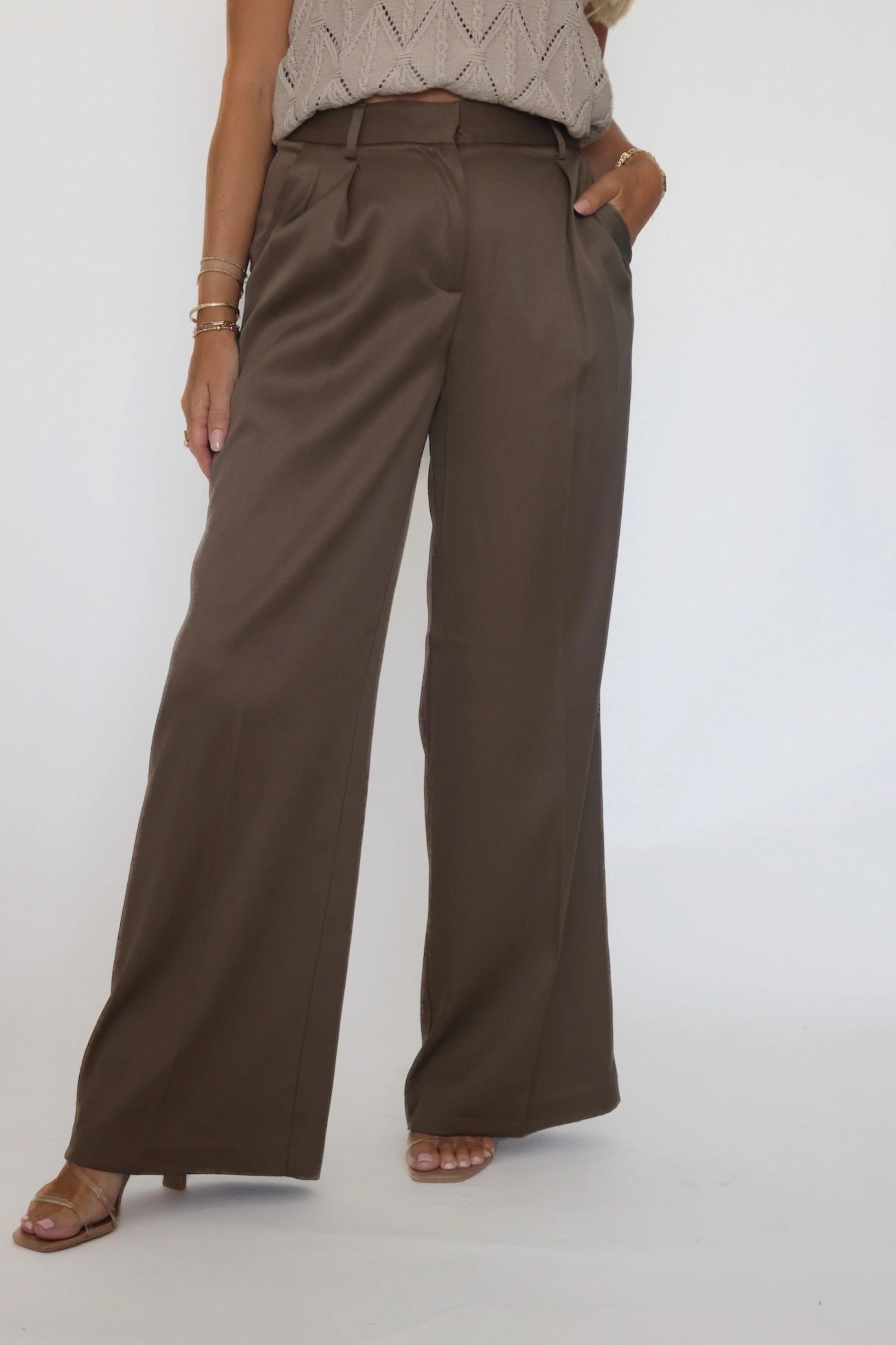 Lilibet Satin Pant - Khaki Odor Resistant Technology