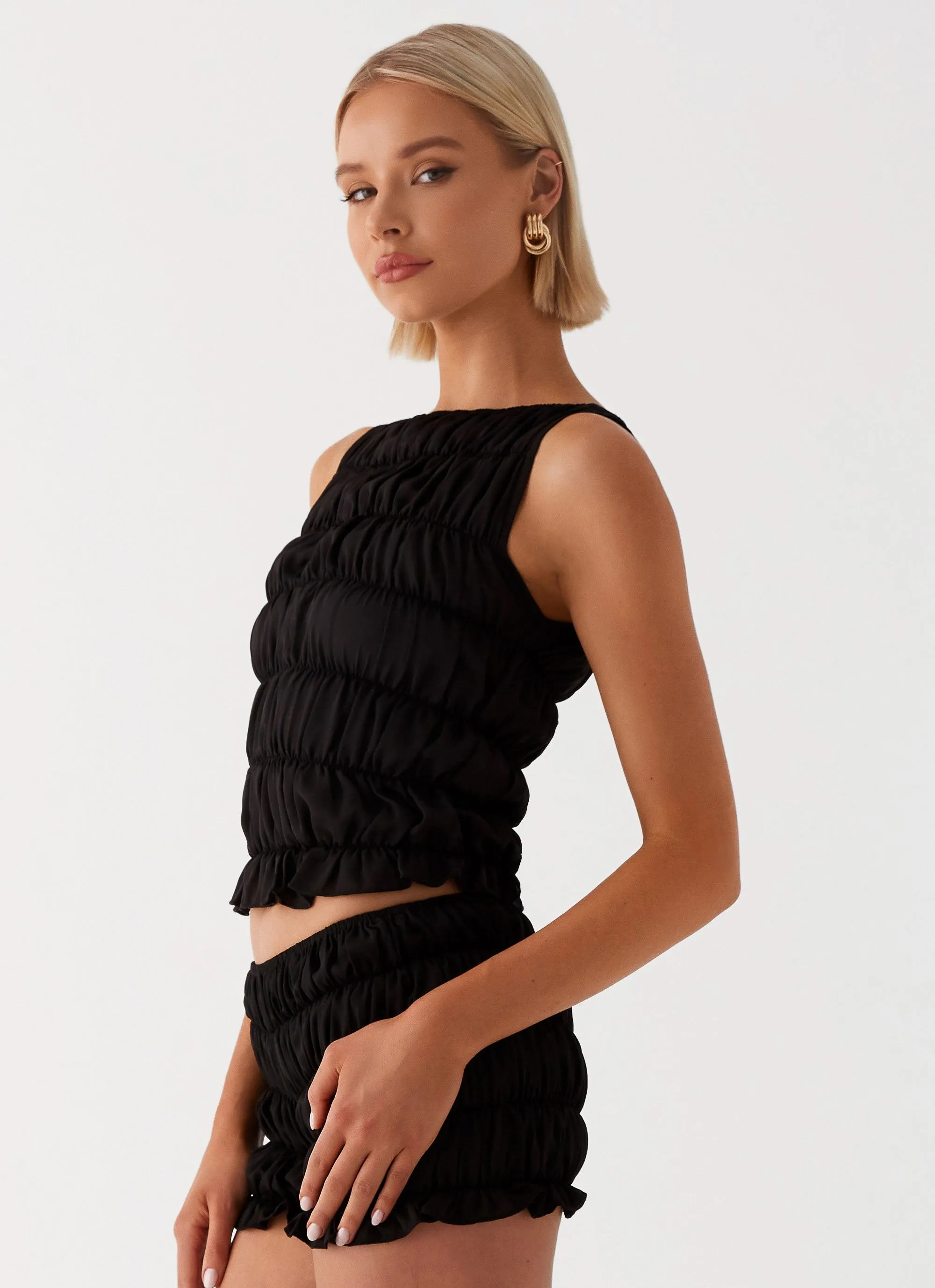 Messina Ruched Tank Top - Black NonRestrictiveSilhouette Active Tee