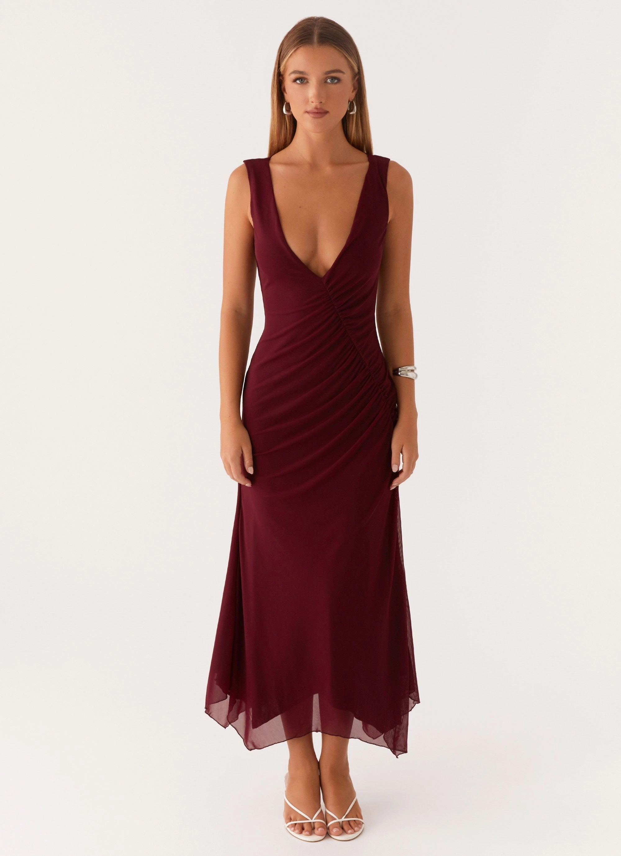 Tulle Air DeepPocketStyle Murphy Maxi Dress - Deep Maroon