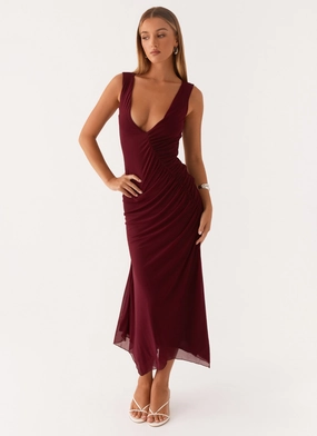 Murphy Maxi Dress - Deep Maroon Earthy Hue