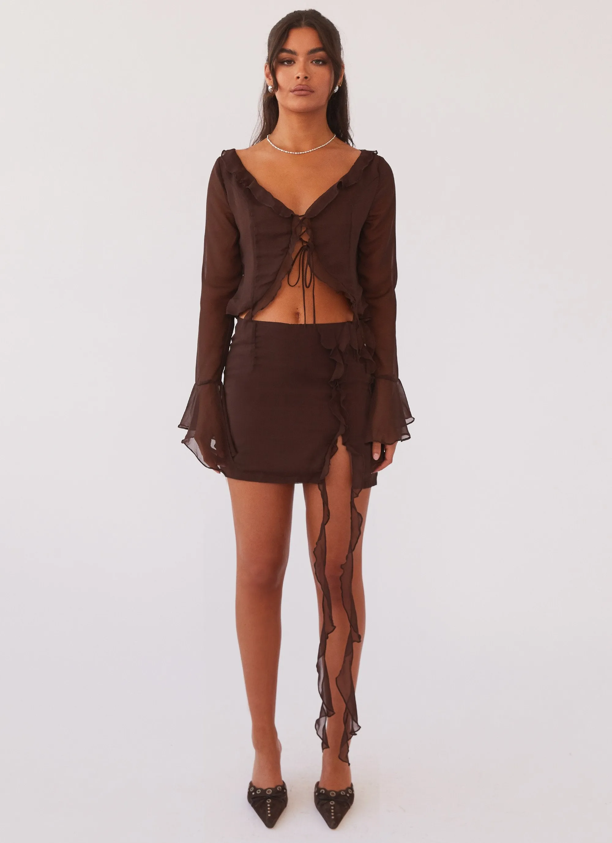 My Favourite Part Mini Skirt - Dark Mocha Crisp Edge Aesthetic Fit