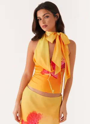 Nala Top - Orange Floral Water resistant coating