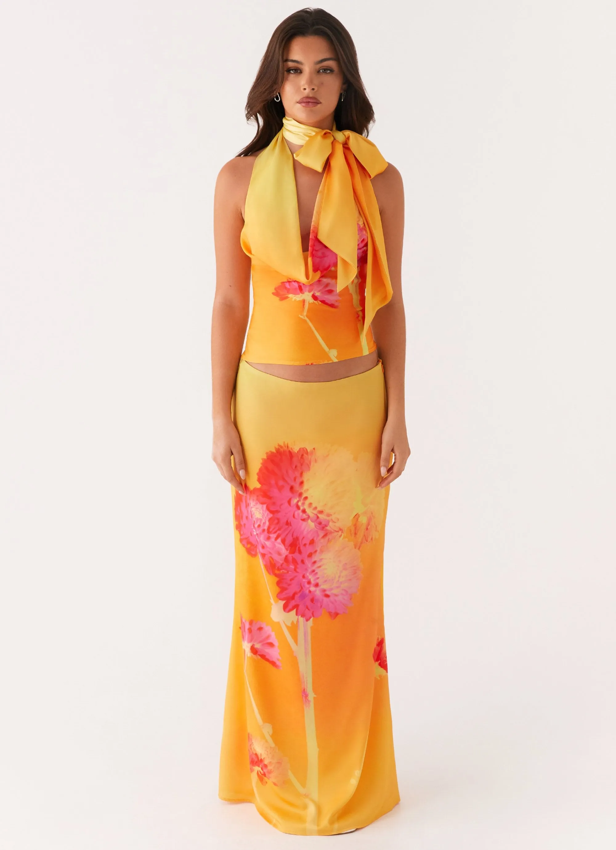 Tencel Lyocell Fiber Reversible design Nala Top - Orange Floral