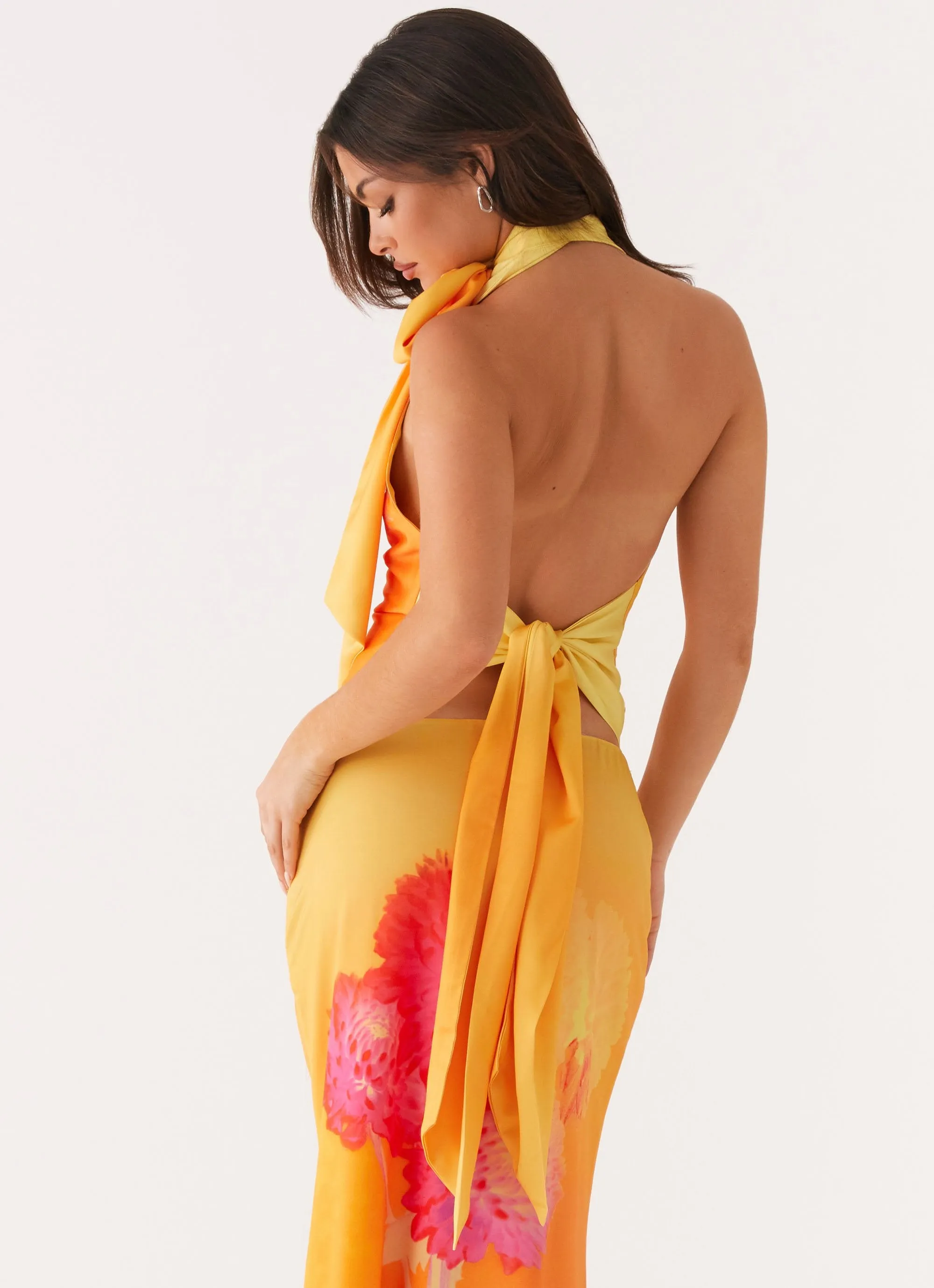 Nala Top - Orange Floral Stretch Blouse Anti Pilling Fabric