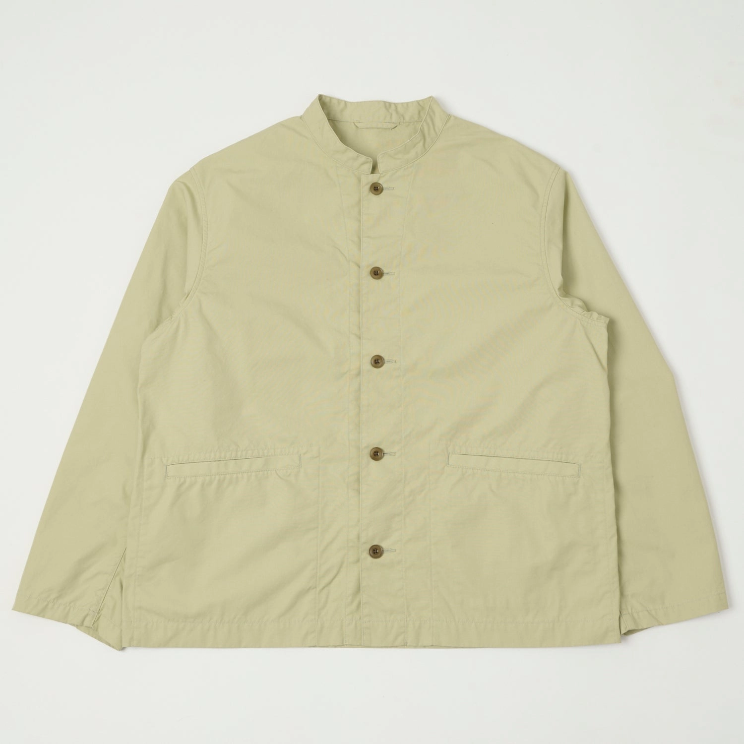 Nanamica Band Collar Shirt Jacket - Light Green OdorControl Treatment Non Iron Fabric Tech