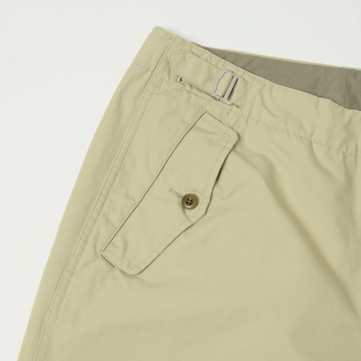 Nanamica Side Belt Wide Pants - Light Green Comfortable Stretch Carbon Infused Fabric