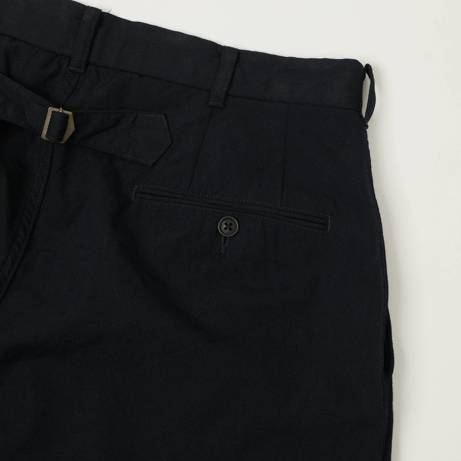 Nanamica Wool Gabardine Double Pleated Trousers - Dark Navy Flared bottom Hiking Gear