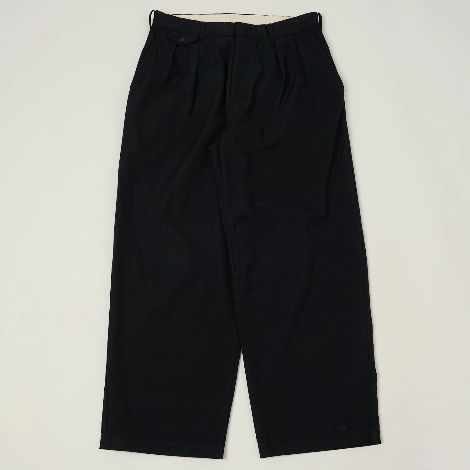 All Day Wear Nanamica Wool Gabardine Double Pleated Trousers - Dark Navy