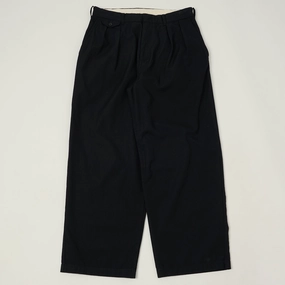 All Day Wear Nanamica Wool Gabardine Double Pleated Trousers - Dark Navy