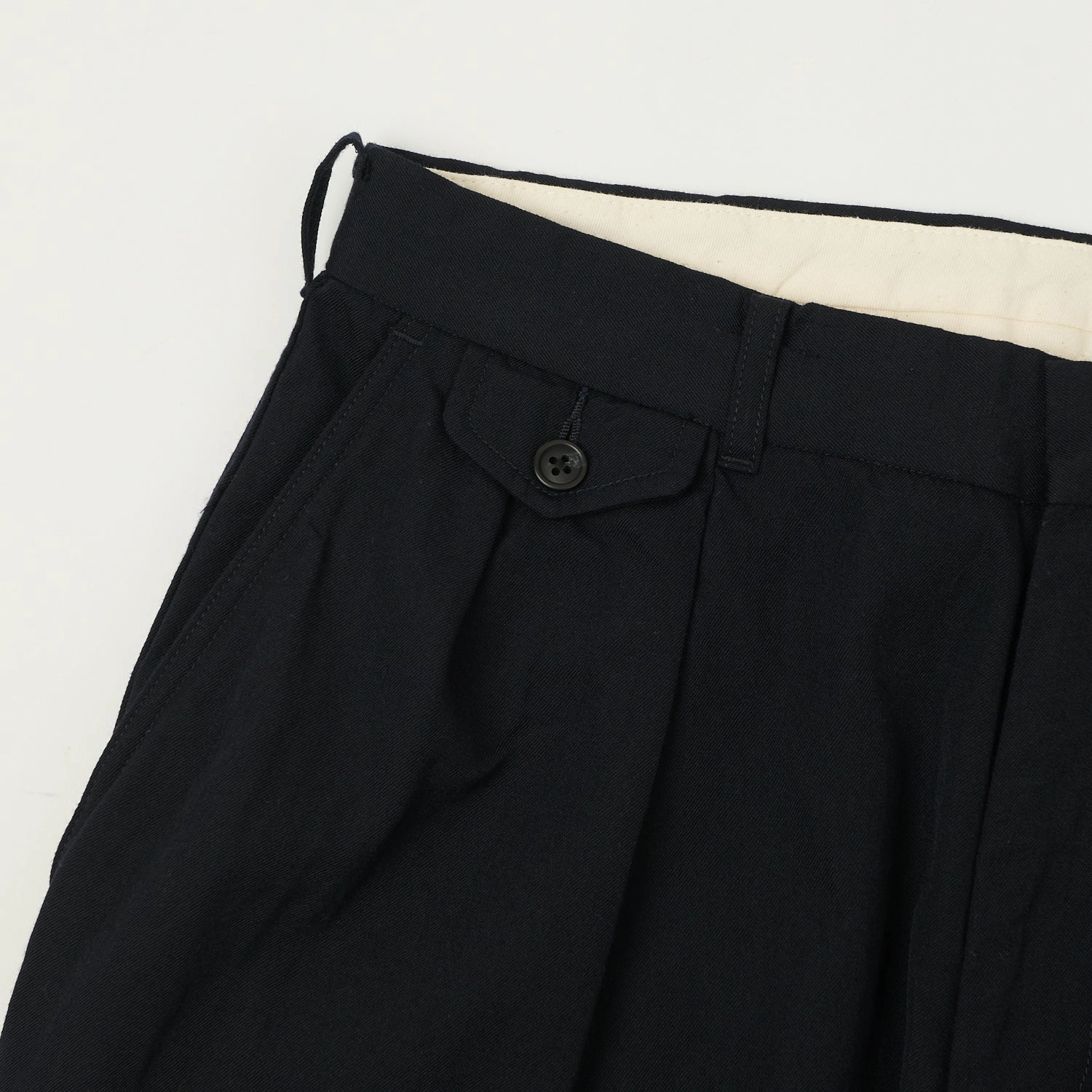 Nanamica Wool Gabardine Double Pleated Trousers - Dark Navy Functional Fit Rest Easy