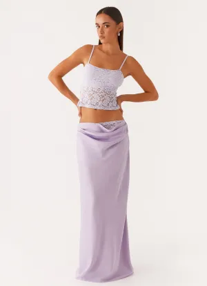 Nancy Lace Satin Maxi Skirt - Lilac Hypoallergenic fabric Easy Outfit