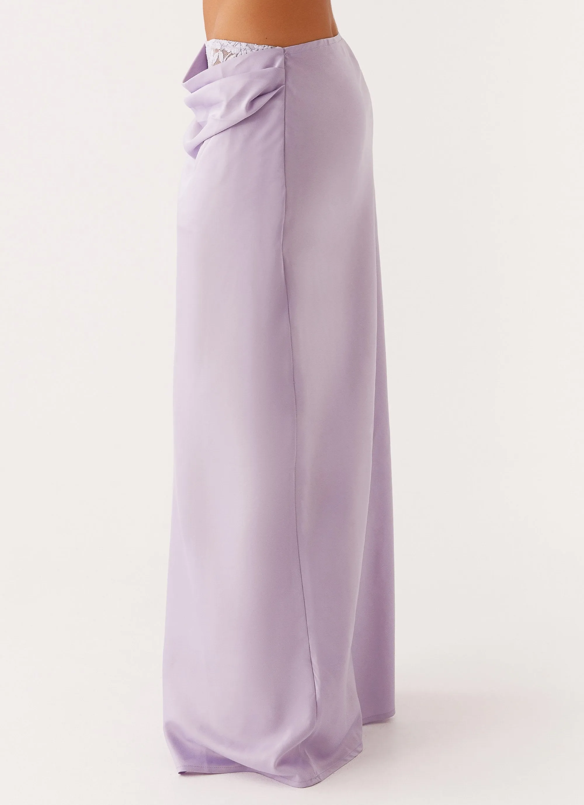 Nancy Lace Satin Maxi Skirt - Lilac City Style Flexible Knit