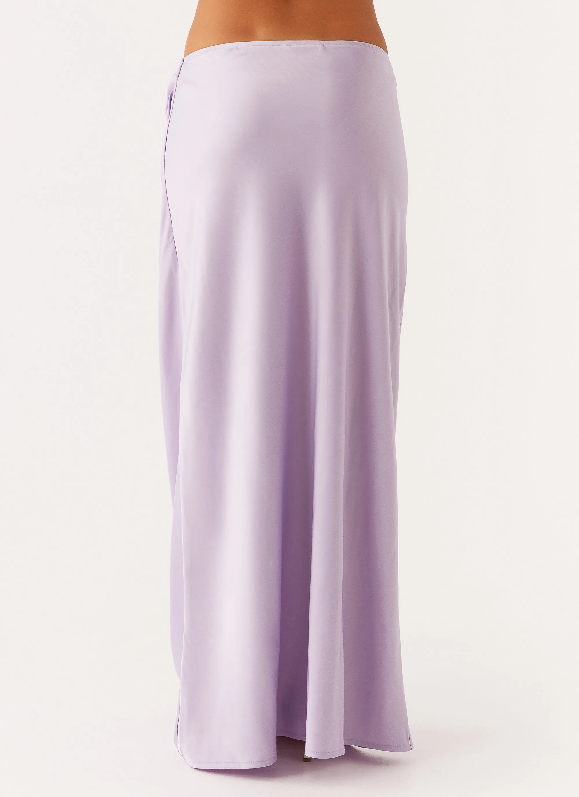 Nancy Lace Satin Maxi Skirt - Lilac Flexible Material